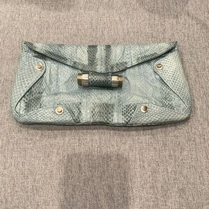 R&Y Augousti Snakeskin Clutch - blue